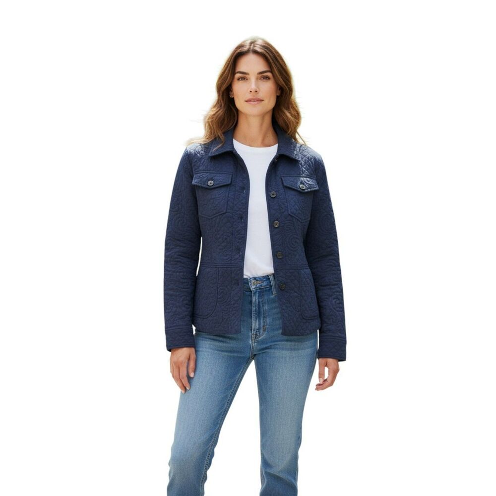 kiko Jacket Women’s Size S Blue  Jacket 100% silk Pockets vintage New # 20